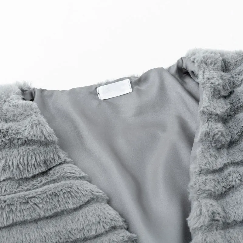 Women's Winter Faux Fur V-Neck Coat