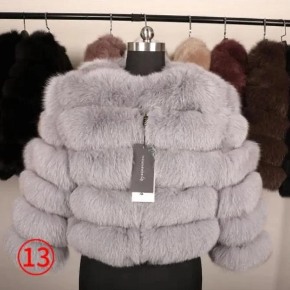 Women's Winter O-Neck Short Coat With Fox Fur