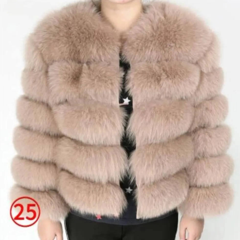 Women's Winter O-Neck Short Coat With Fox Fur