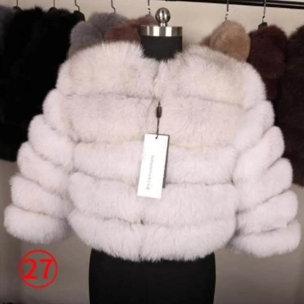 Women's Winter O-Neck Short Coat With Fox Fur