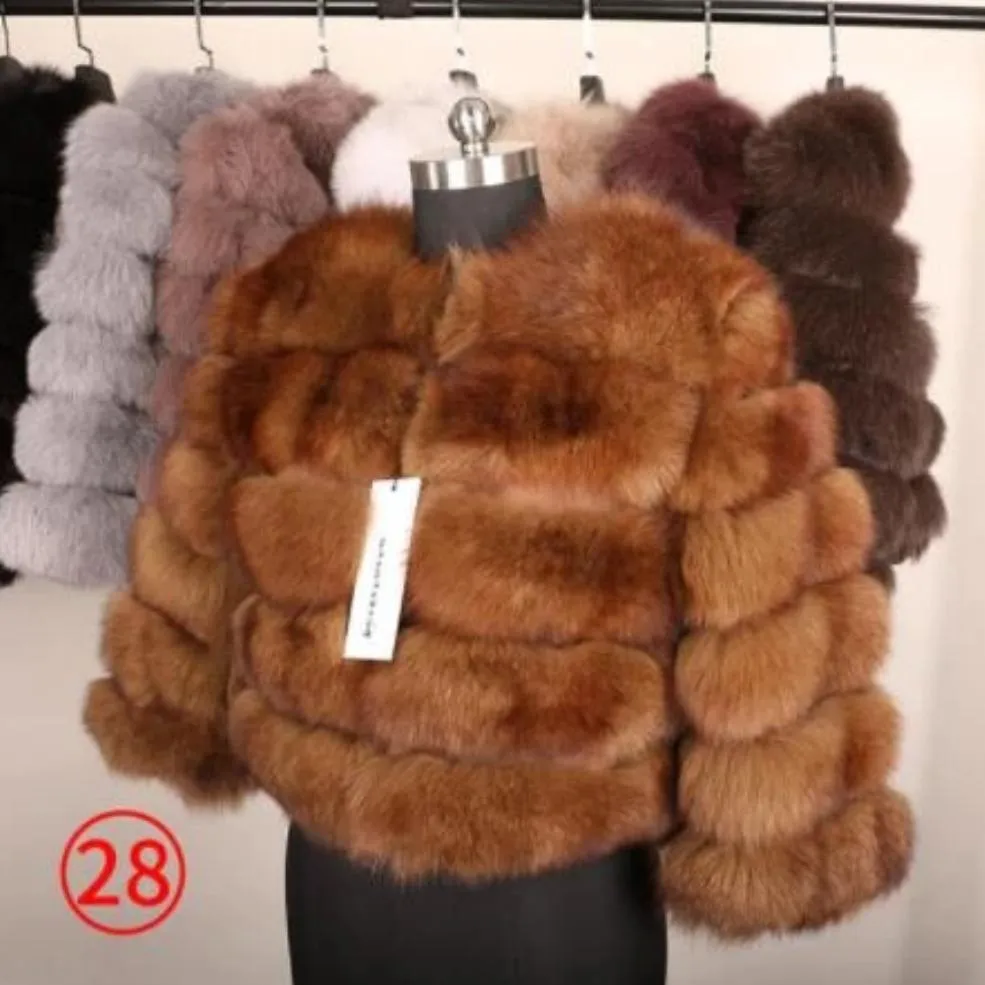 Women's Winter O-Neck Short Coat With Fox Fur