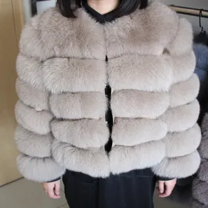 Women's Winter O-Neck Short Coat With Fox Fur