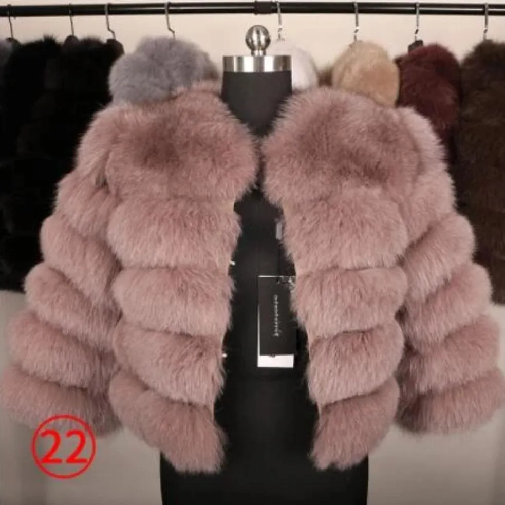 Women's Winter O-Neck Short Coat With Fox Fur