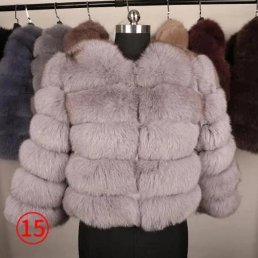Women's Winter O-Neck Short Coat With Fox Fur