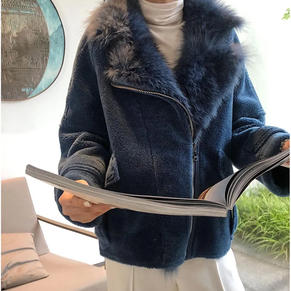 Women's Winter Warm Real Fur Short Coat With Zipper