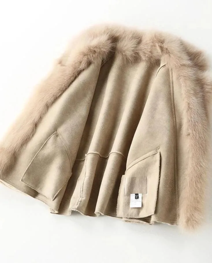 Women's Winter Warm Real Fur Short Coat With Zipper