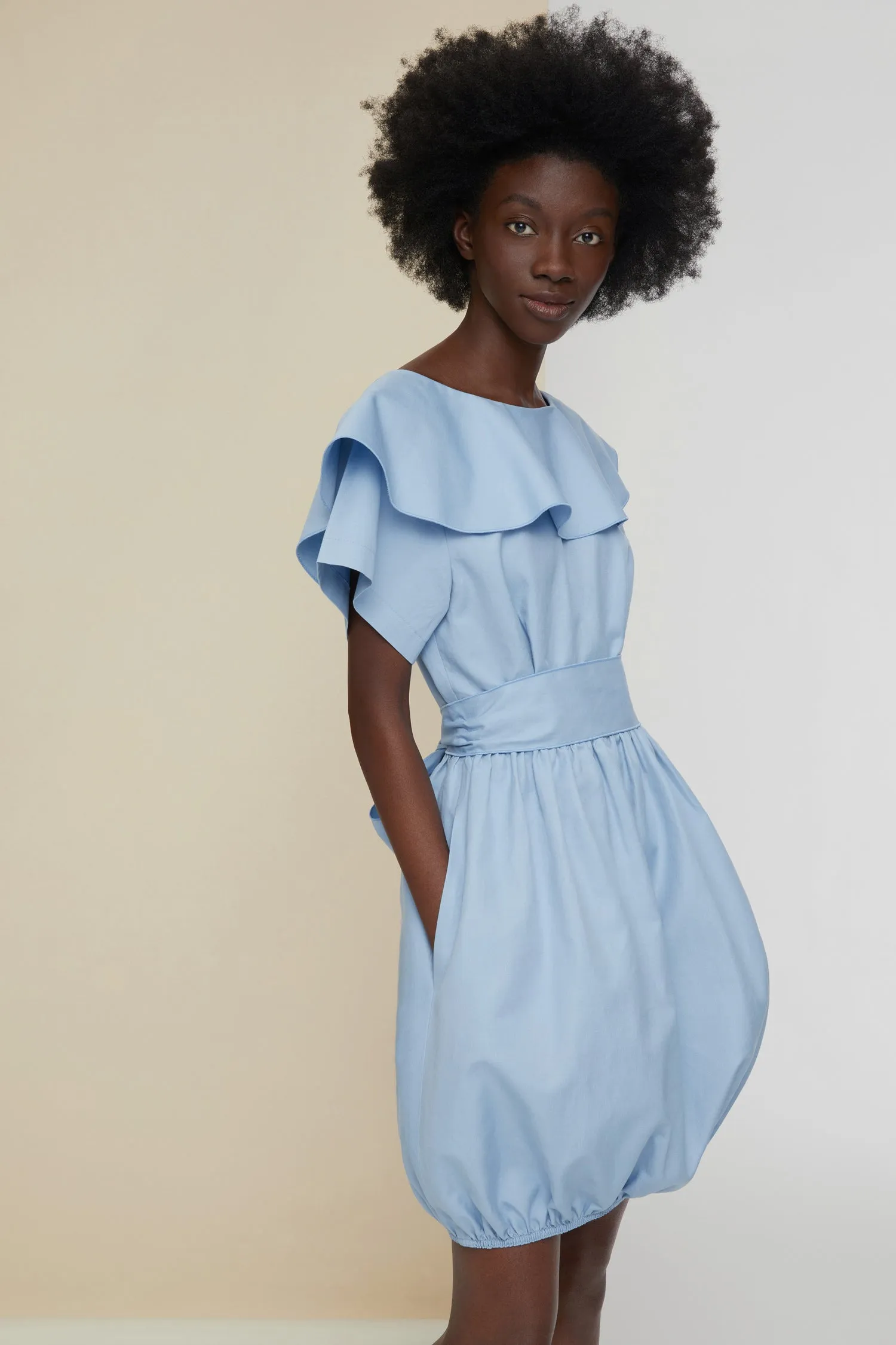 Wrap back cotton bubble dress
