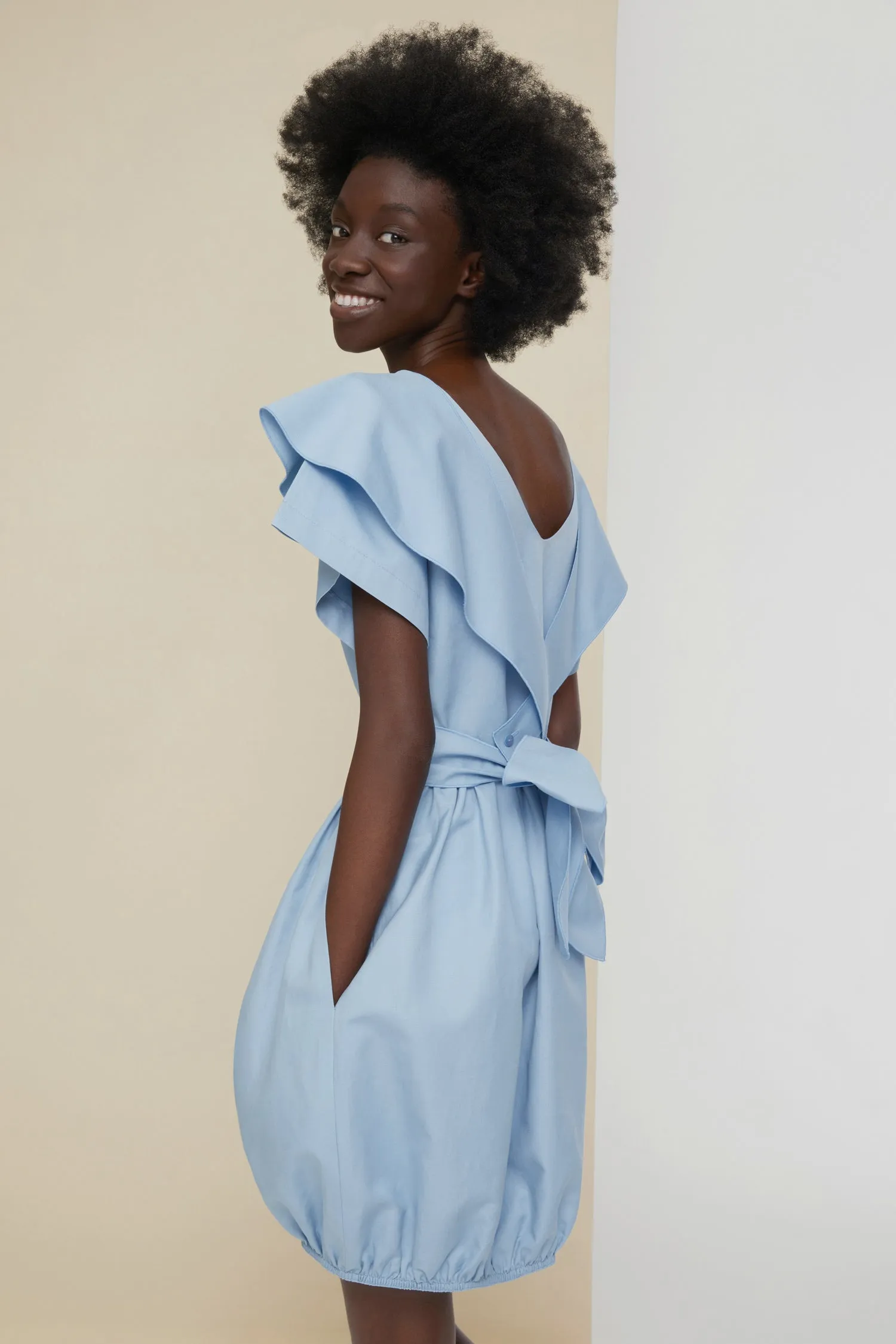 Wrap back cotton bubble dress