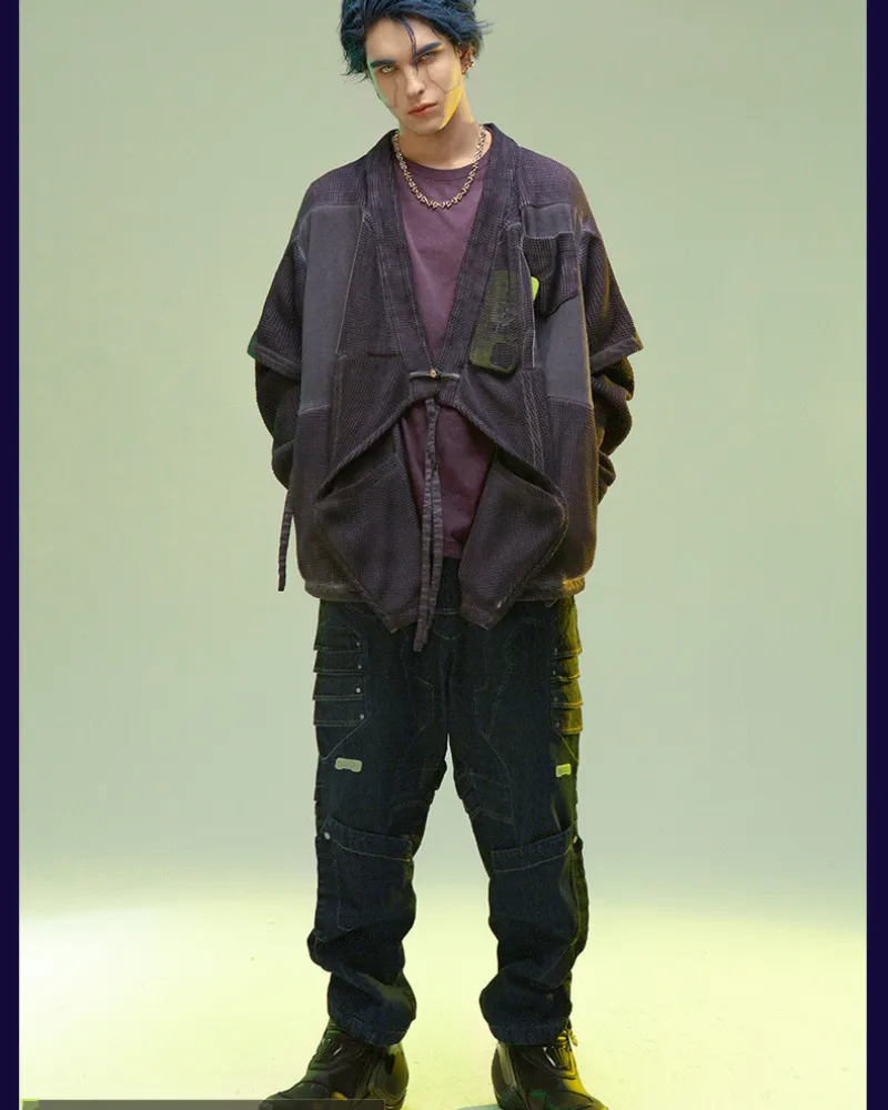 XIPHEVIL Cyberpunk Outfits Matrix Survivor Ninja Kimono Jacket
