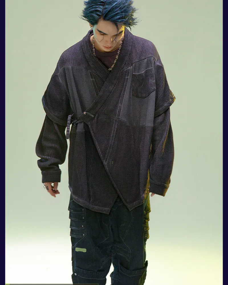 XIPHEVIL Cyberpunk Outfits Matrix Survivor Ninja Kimono Jacket